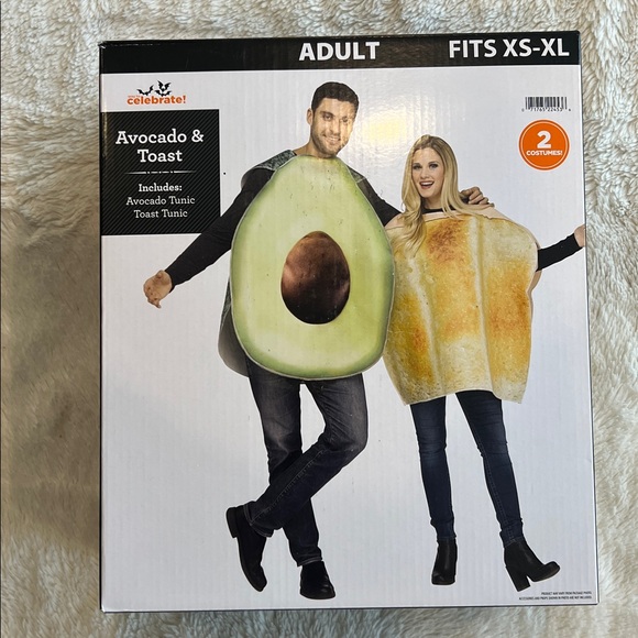 Celebrate It Other - Avocado & Toast Halloween Costume OS Adult Couples Teen 2 Pc Pullover Tunics